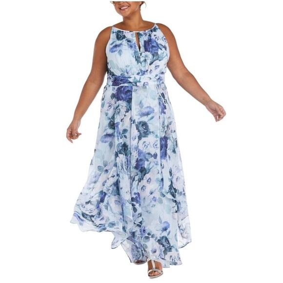 NEW NWT R & M Richards Floral Chiffon Gown Blue size 12 - Picture 2 of 9